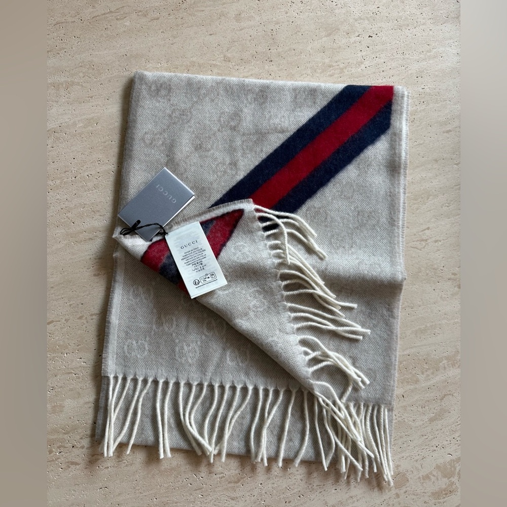 NWT Gucci GG Jacquard  Wool Scarf/Shawl - Picture 4 of 15